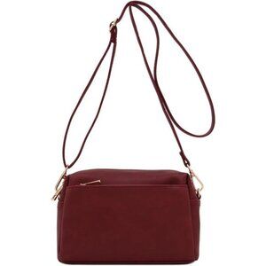 FashionPuzzle Triple Zip Small Crossbody Bag